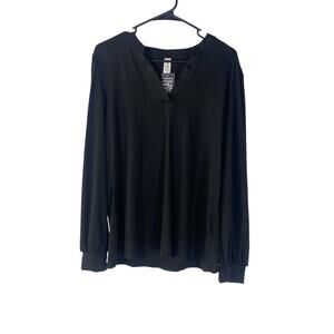 Womens black v neck long sleeve casual shirt size Large
